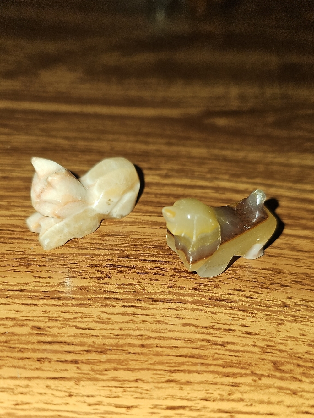 Hand Carved Stone Cat And Dog Figurines Vintage